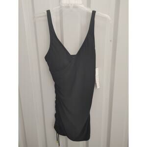 Beyond Control Swimsuit One Piece Wrap SwimDress Sz 8 Black NWT